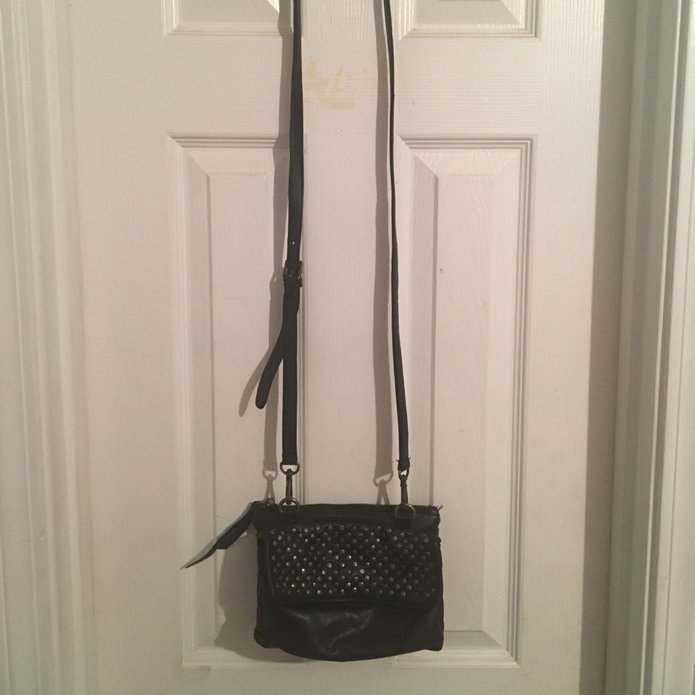 Platania Black Genuine Leather Crossbody Purse